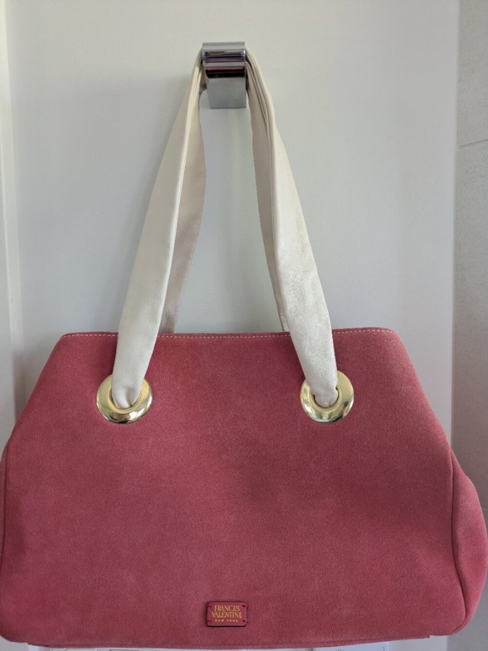 Frances Valentine Large Pink Suede Tootsie Tote - Gold Grommet Detail NWOT